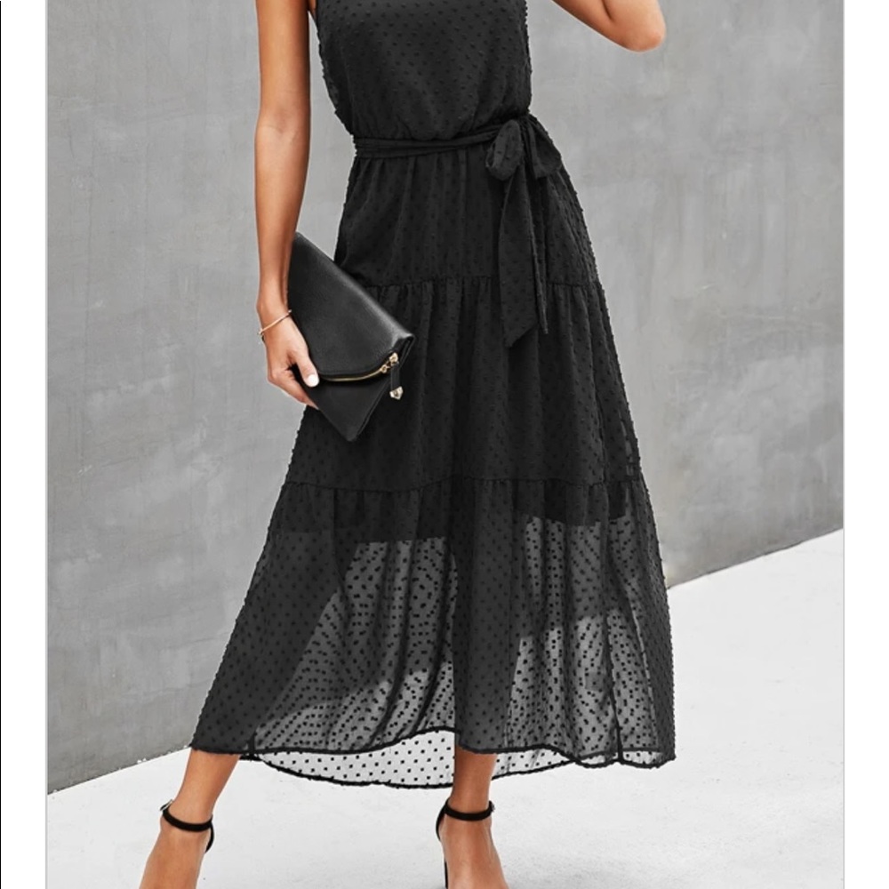 Navy blue gorgeous halter dress.